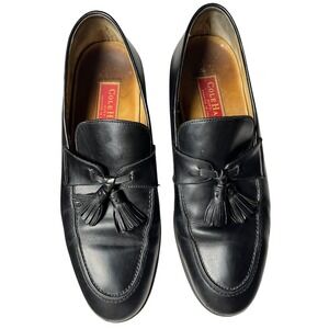 Cole Haan Men 10.5 Tassel Loafers Black Leather Slip On Dress Shoes Italy‎